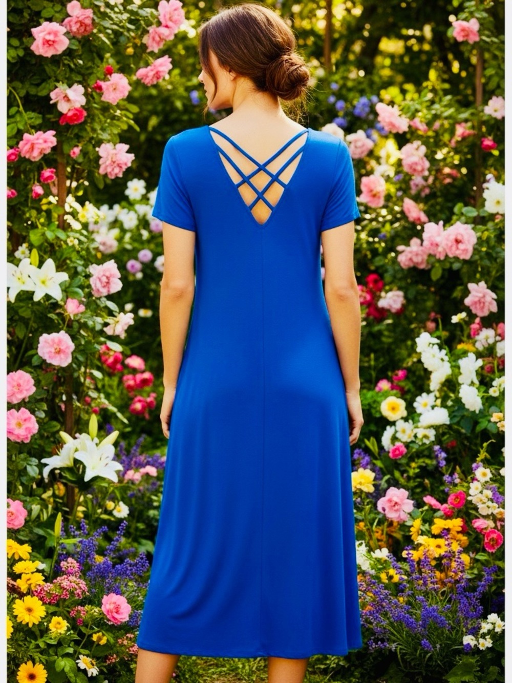 Only Royal Blue Midi Dress with Crisscross Back
